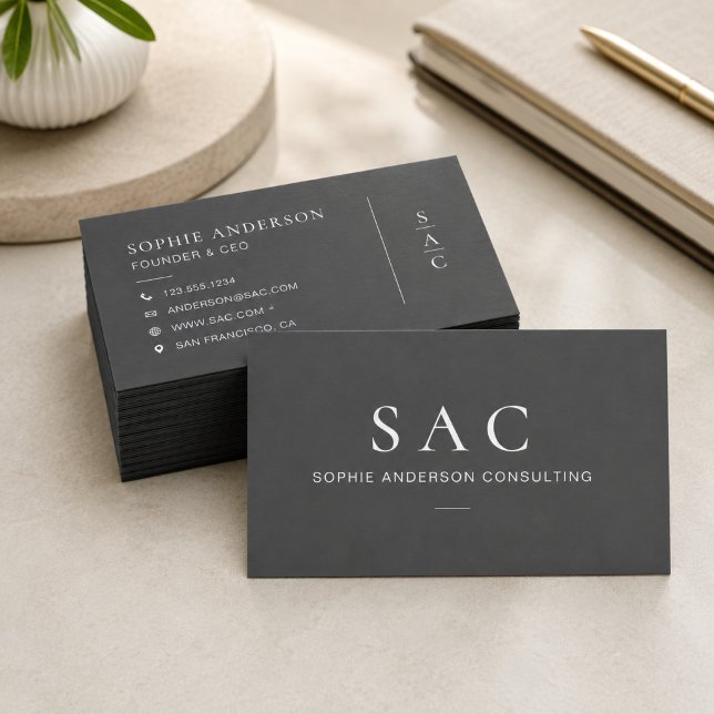 Modern Grå Professionell Konsult Visitkort (Modern Gray Professional Consultant Business Card)