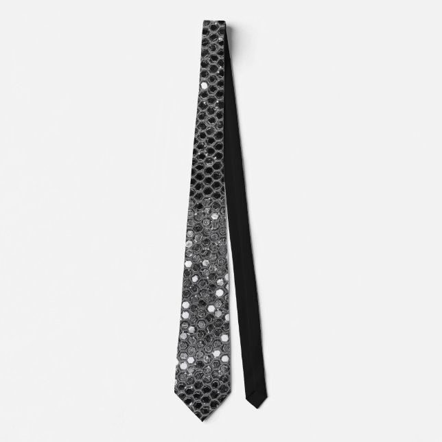 Modern Grå Silver Glitter Glam Gnist  Slips (Framsida)
