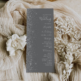 Modern grå silver glitter kant bröllop