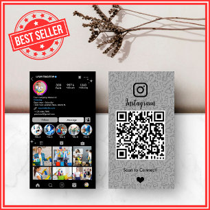 Modern Grå Städhållning Instagram QR Visitkort