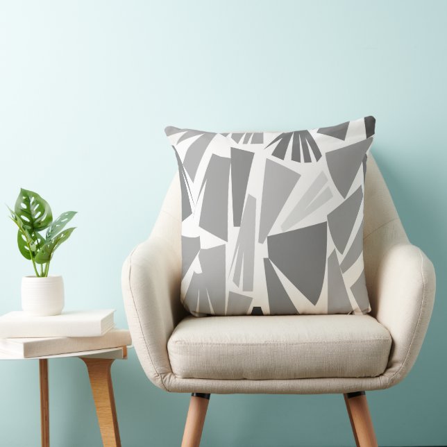 Modern grå triangelgeometrisk  kudde (Stol)