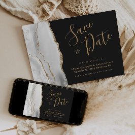 Modern Grå Vit Guld Agat Mörk Spara Datum Inbjudningar
