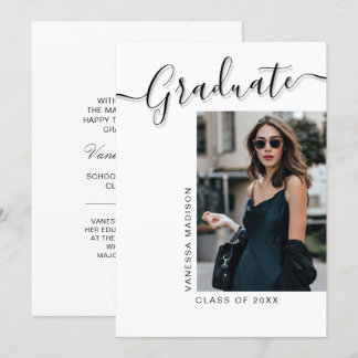 Modern Grad | 1 Photo Elegant Script Meddelande