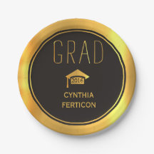 Modern Grad 2016 Black, guld studentmössa