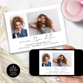 Modern Grad 2-fotoskript Studenten Spara Datumet