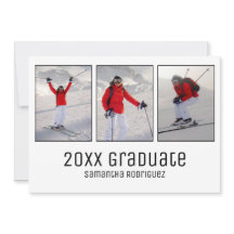 Modern Grad 3 Photo White Studentfest Inbjudan