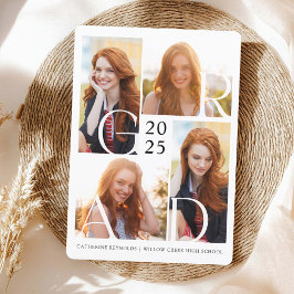 Modern Grad 4-foton Simple Studenten Inbjudningar