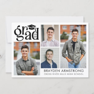 Modern GRAD 4 Photos White Black Inbjudningar
