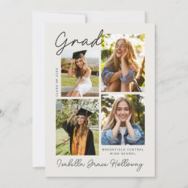 Modern Grad Announcement  With Multiple Photos Inbjudningar
