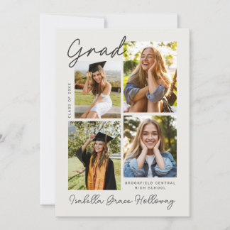 Modern Grad Announcement  With Multiple Photos Inbjudningar
