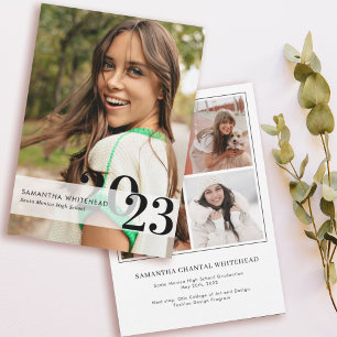 Modern Grad-årskort för fotovit avisering Meddelande