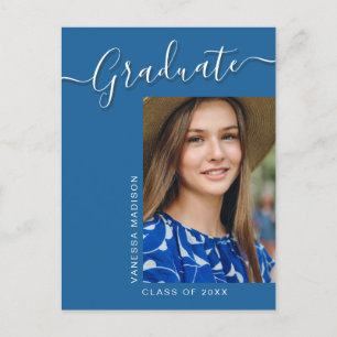 Modern Grad Blått 1 fotoskript för Elegant Vykort