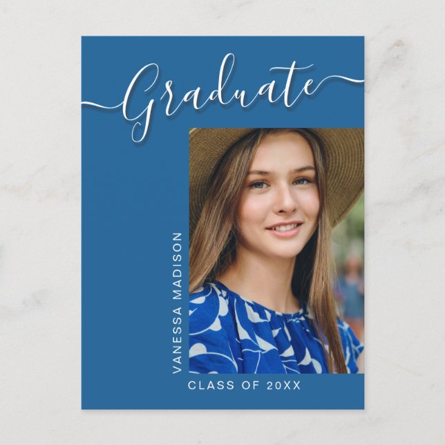Modern Grad | Blått 1 fotoskript för Elegant Vykort (Framsida)