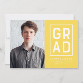 Modern Grad Block Studenten Gult Announcement Meddelande