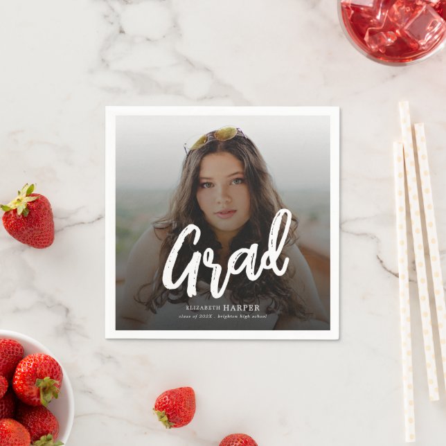 Modern Grad Borstskrift Foto Examen Pappersservett (Insitu)