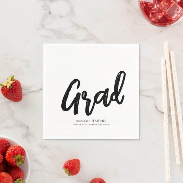 Modern Grad Brush Script Graduation  Pappersservett (Insitu)
