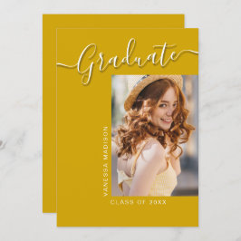 Modern Grad | Canary Gult 1 Photo Elegant Script Meddelande