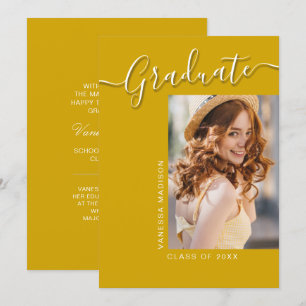 Modern Grad Canary Gult 1 Photo Elegant Script Meddelande