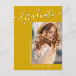 Modern Grad | Canary Gult 1 Photo Elegant Script Vykort