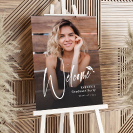 Modern Grad Cap Script Photo Graduation Welcome