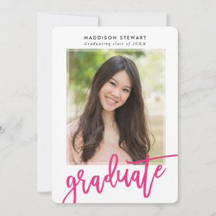 MODERN GRAD chic foto modern calligraphy rosa Inbjudningar
