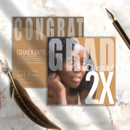 Modern Grad Closeup Photo Guld ID897 Inbjudningar
