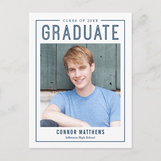 Modern Grad Editable Färg Studenten vykort (Framsida)