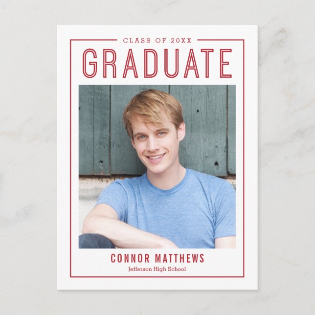 Modern Grad Editable Färg Studenten vykort (Framsida)