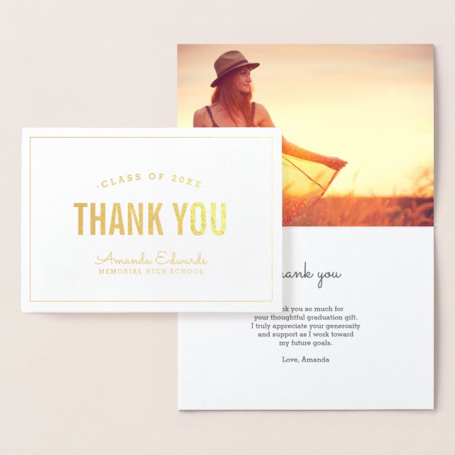 Modern Grad Gold Foil Photo - tackkort Folierat Kort (Display)