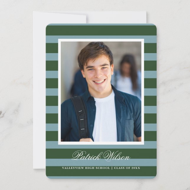 Modern Grad graduation announcement card_green Meddelande (Framsida)