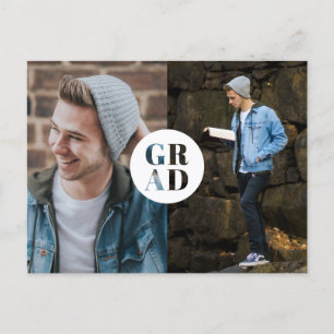 Modern GRAD Guld Glitter Simple 3 Photo Studenten Helg Vykort
