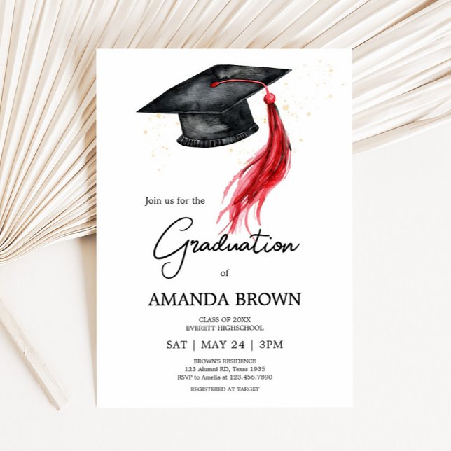 Modern Grad Hat Studentfest-inbjudan Inbjudningar (Grad Hat Modern Graduation Party Invitation )