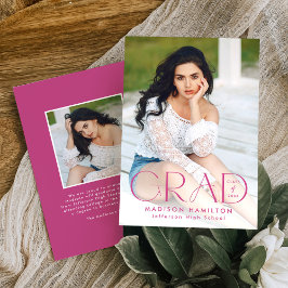 Modern Grad Magenta Typography 2 Photo Studenten Meddelande