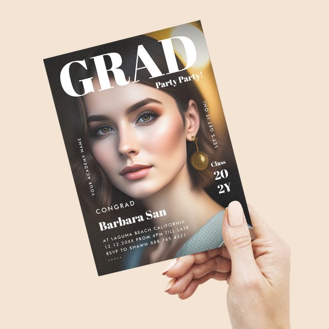 Modern Grad Party Magazine Photo Studenten Inbjudningar (Skapare uppladdad)