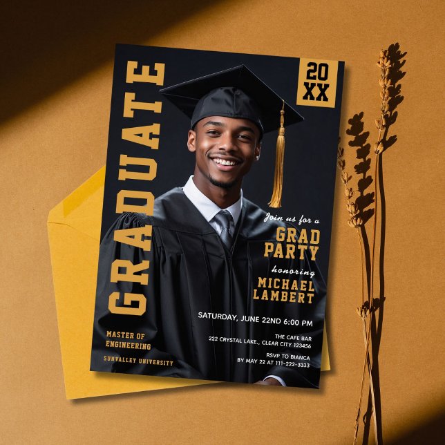 Modern Grad Party Photo Studenten Inbjudningar (Skapare uppladdad)