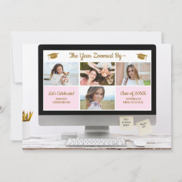 Modern Grad Photo Collage Funny Studentfest Inbjudningar