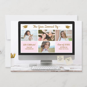 Modern Grad Photo Collage Funny Studentfest Inbjudningar