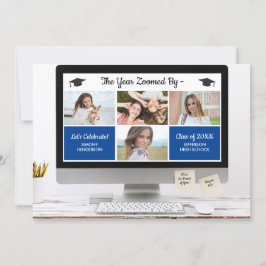 Modern Grad Photo Collage Funny Studentfest Inbjudningar