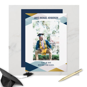 Modern Grad Photo Geometric-Studentfest Inbjudningar