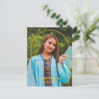 Modern Grad Photo Postcard - Minimal Announcement Vykort