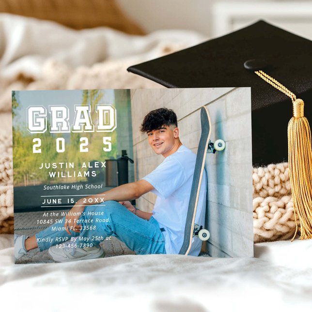 Modern Grad Photo Studenten Inbjudningar (Skapare uppladdad)