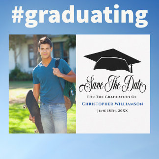 Modern Grad Photo Studenten Spara Datumet