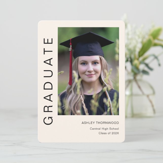 Modern Grad Photo Studentfest Inbjudningar (Stående Fram)