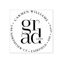 Modern Grad Round Returadress Wood Art Frimärke Stämpel