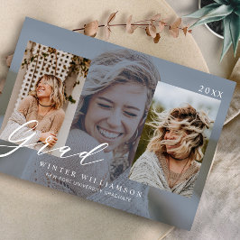 Modern Grad-skript Blue Overlay Grad Three Photo I Inbjudningar