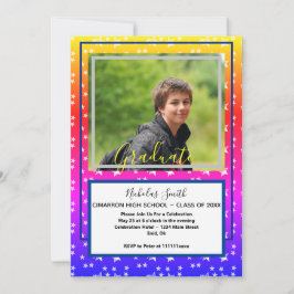 Modern Grad Stars Blue | STUDENTFEST Inbjudningar