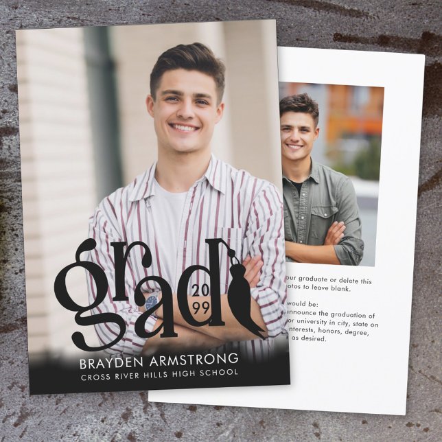 Modern GRAD Tassel 2 Photos Black Overlay Meddelande (Skapare uppladdad)