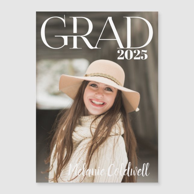 Modern Grad Typography Photo Magnet (Framsida)