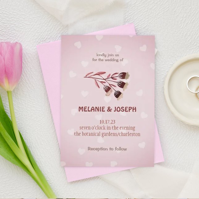 Modern gräddbröllopsinbjudan till ro-blomman inbjudningar (Skapare uppladdad)