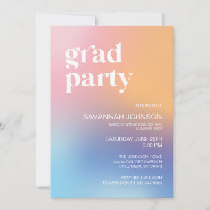 Modern Gradient Aura Rainbow Grad Party Inbjudan